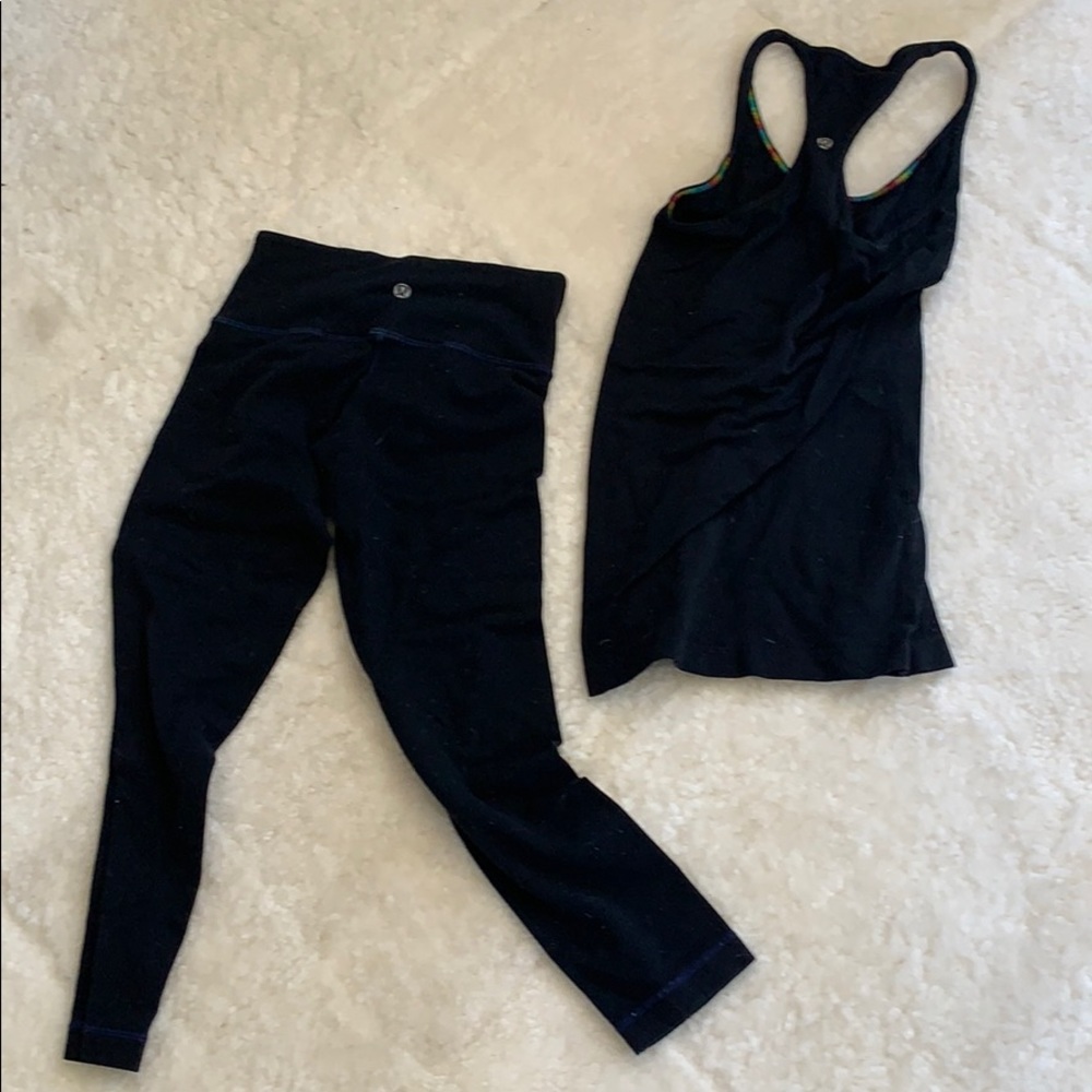 Size 2 crop lululemon leggings and tank